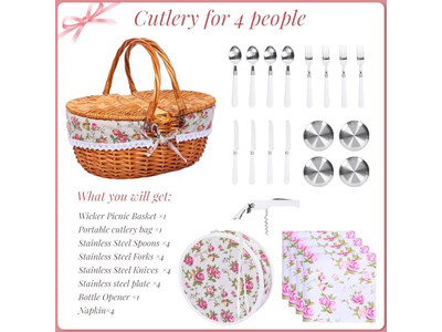 बांस की पिकनिक टोकरी नेट के साथ मिनी टेबल भरी हुई हैम्पर टोकरियाँ शिल्प के लिए प्यारी