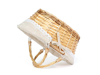 बड़ा विकर पिकनिक हैम्पर बैग 2 के लिए छोटी टोकरियाँ ढक्कन के साथ फोल्डिंग आउटडोर