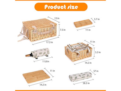 1 साल के बच्चे के लिए पिकनिक टोकरी खिलौना कस्टम रतन टोकरियाँ रग और सेट उपहार सेट