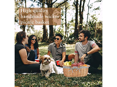 पिकनिक टोकरियाँ इंसुलेटेड विकर नीली और सफेद टोकरी बच्चों की गुलाबी उत्तम