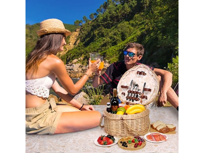 छोटी पिकनिक टोकरी RTS भंडारण हैंडल के साथ 4 के लिए सेवा आकार घर