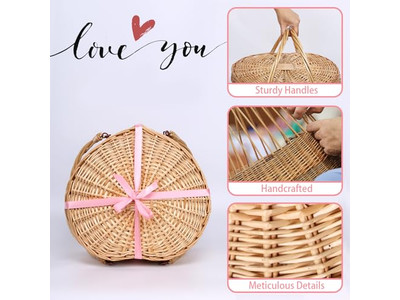 छोटी पिकनिक टोकरी RTS भंडारण हैंडल के साथ 4 के लिए सेवा आकार घर