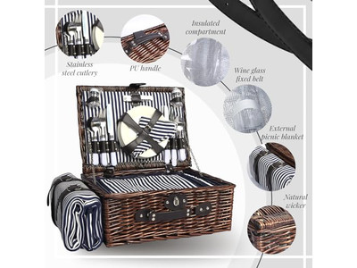 विंटेज सूटकेस पिकनिक टोकरी डिटैचेबल शिपिंग लाल जूते रतन के साथ